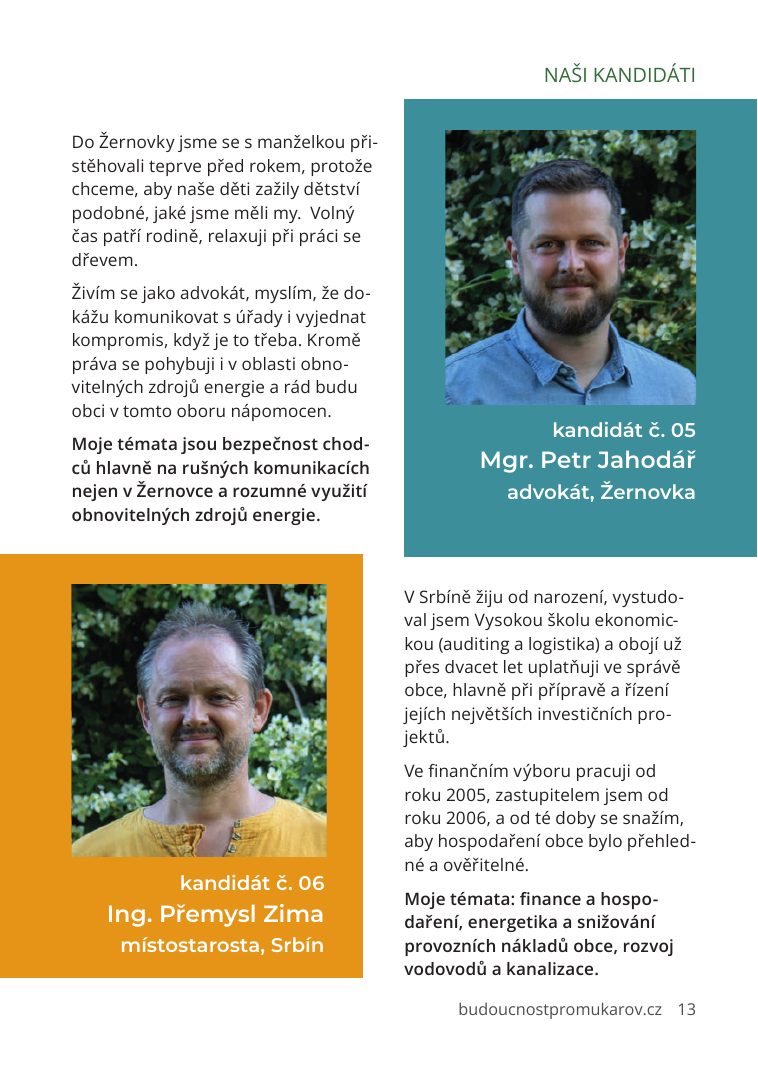 Brožura Budoucnost pro Mukařov — strana 15